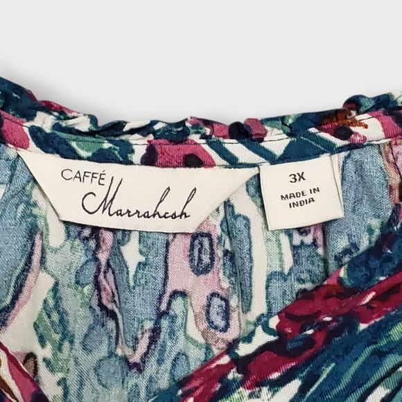 Caffe Marrakesh 3X Button Up Blouse Abstract Multi-colored Top Artsy Casual - Picture 7 of 14